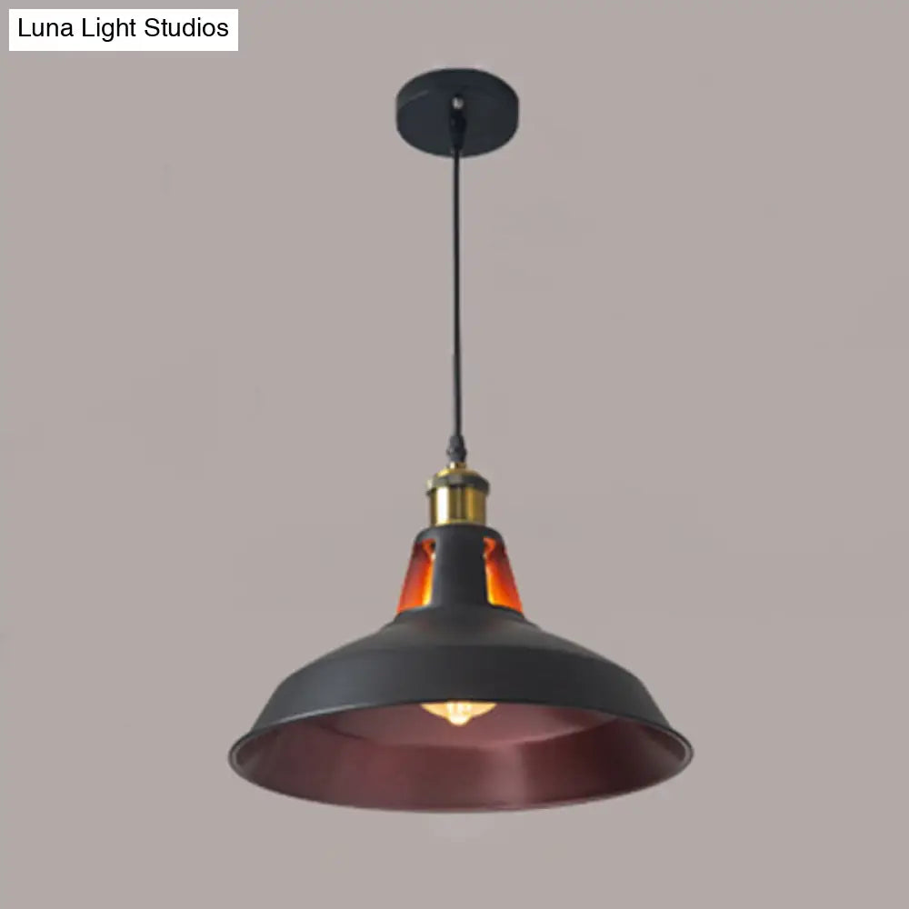 Retro Style Metallic Pot Lid Pendant Ceiling Light For Restaurants