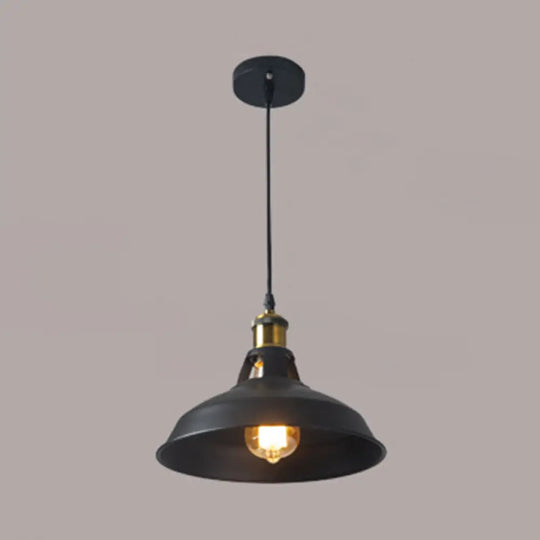 Retro Style Metallic Pot Lid Pendant Ceiling Light For Restaurants Black / 10.5’