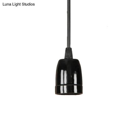Retro Style 1-Head Mini Pendant Light: Adjustable Cord Black/Red Ceramic Ceiling Hanging Black