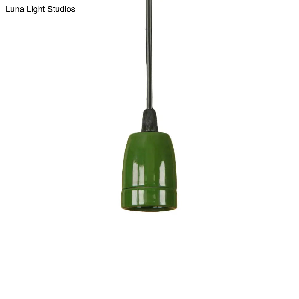 Retro Style 1-Head Mini Pendant Light: Adjustable Cord Black/Red Ceramic Ceiling Hanging
