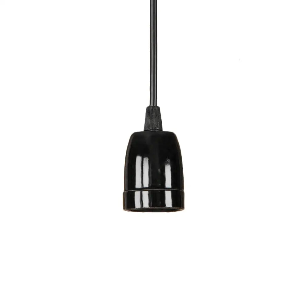 Retro Style Mini Hanging Pendant Light - Adjustable Cord Black/Red Ceramic Ceiling Fixture Black