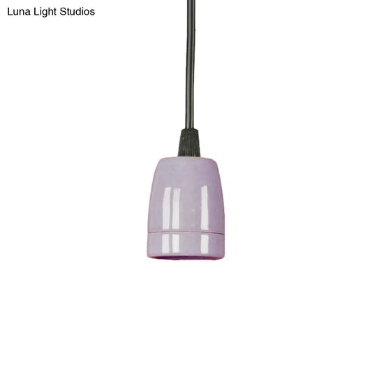 Retro Style 1-Head Mini Pendant Light: Adjustable Cord Black/Red Ceramic Ceiling Hanging Purple