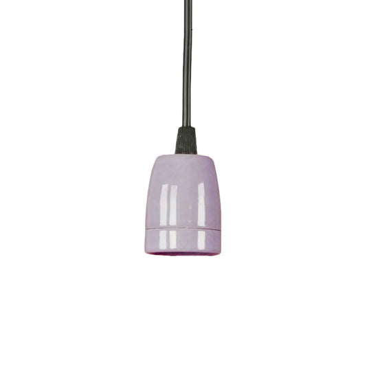 Retro Style Mini Hanging Pendant Light - Adjustable Cord Black/Red Ceramic Ceiling Fixture Purple