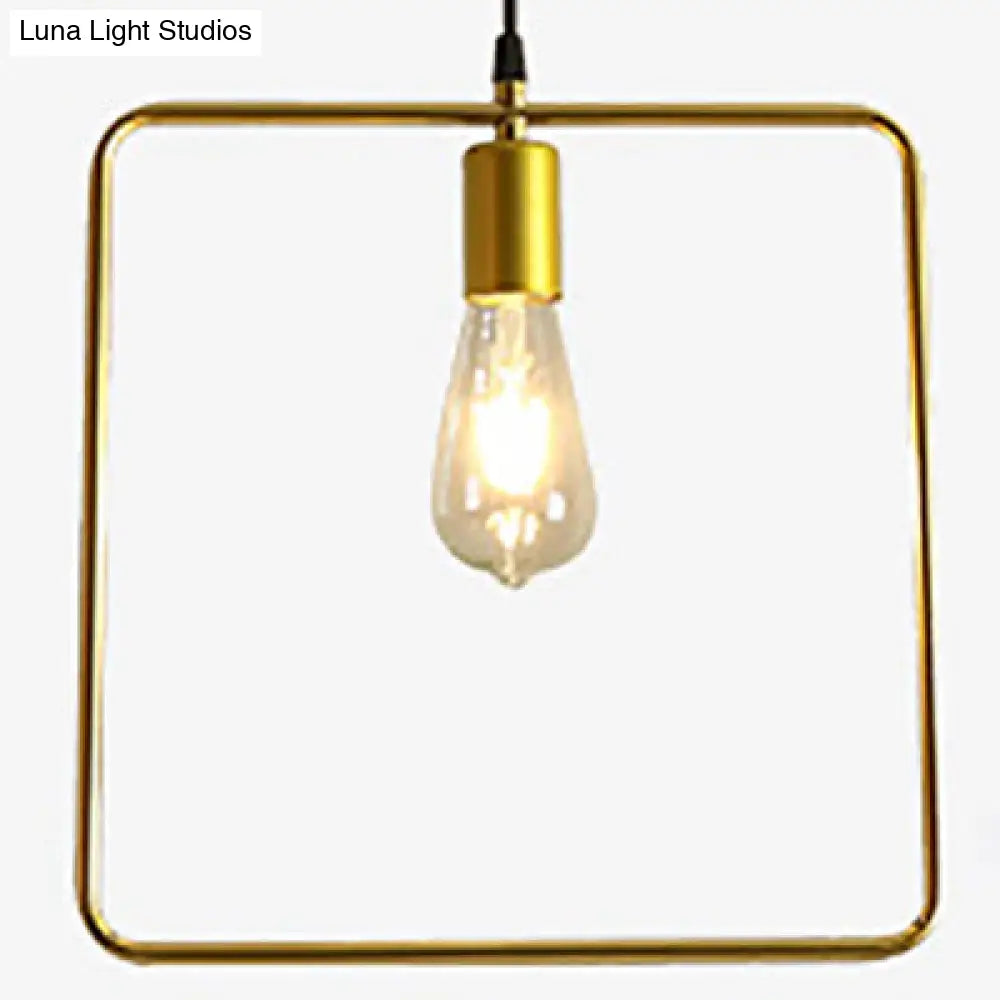 Retro Style Pendant Light: Round/Linear Canopy Gold Metal Frame 3 Lights Different Shade