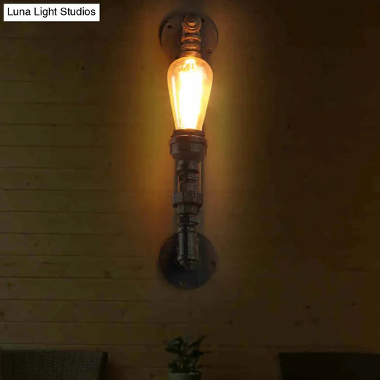 Retro Style Pipe Arm Wall Light For Restaurants - Metallic Lighting Fixture