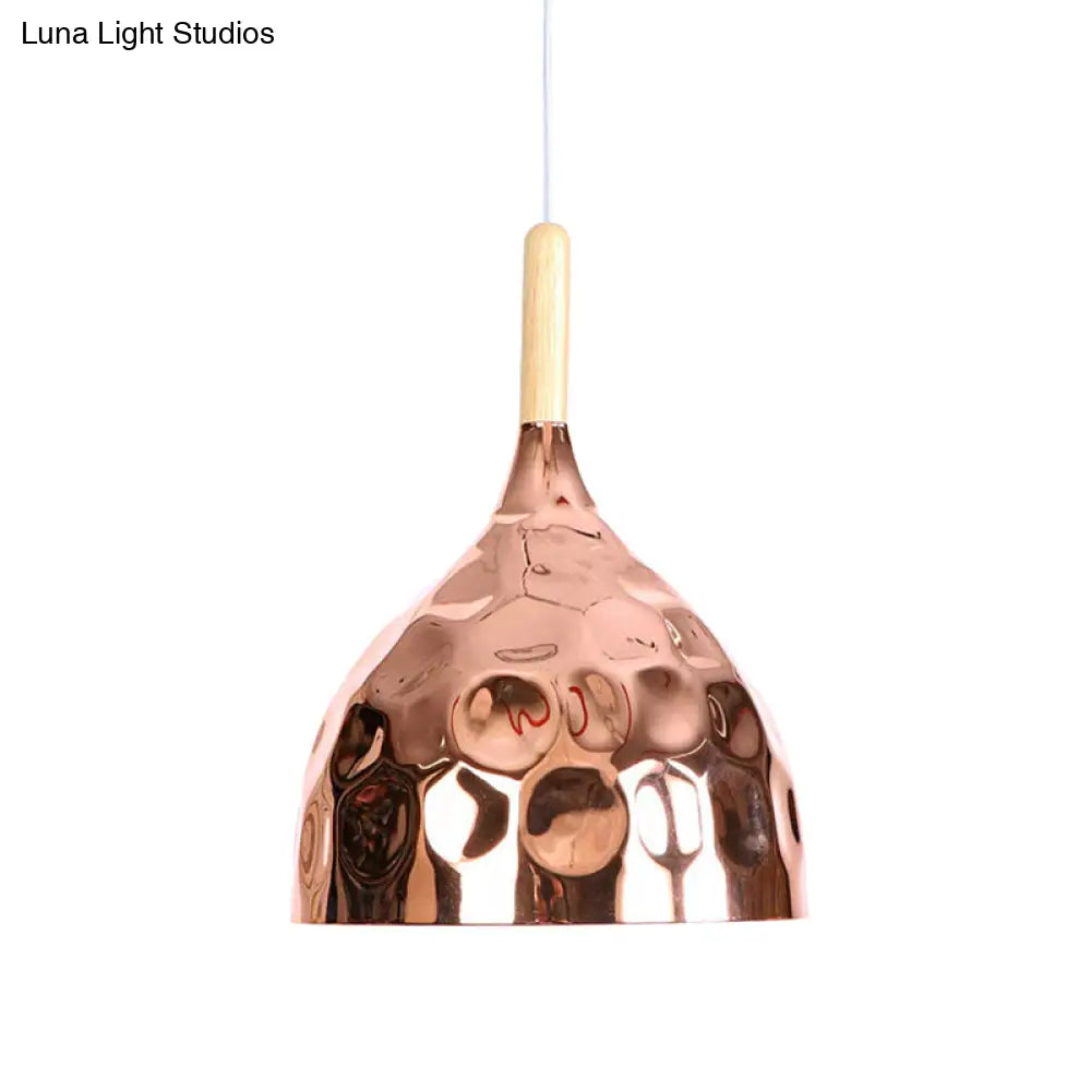 Retro Style Rose Gold Dome Pendant Light For Dining Table