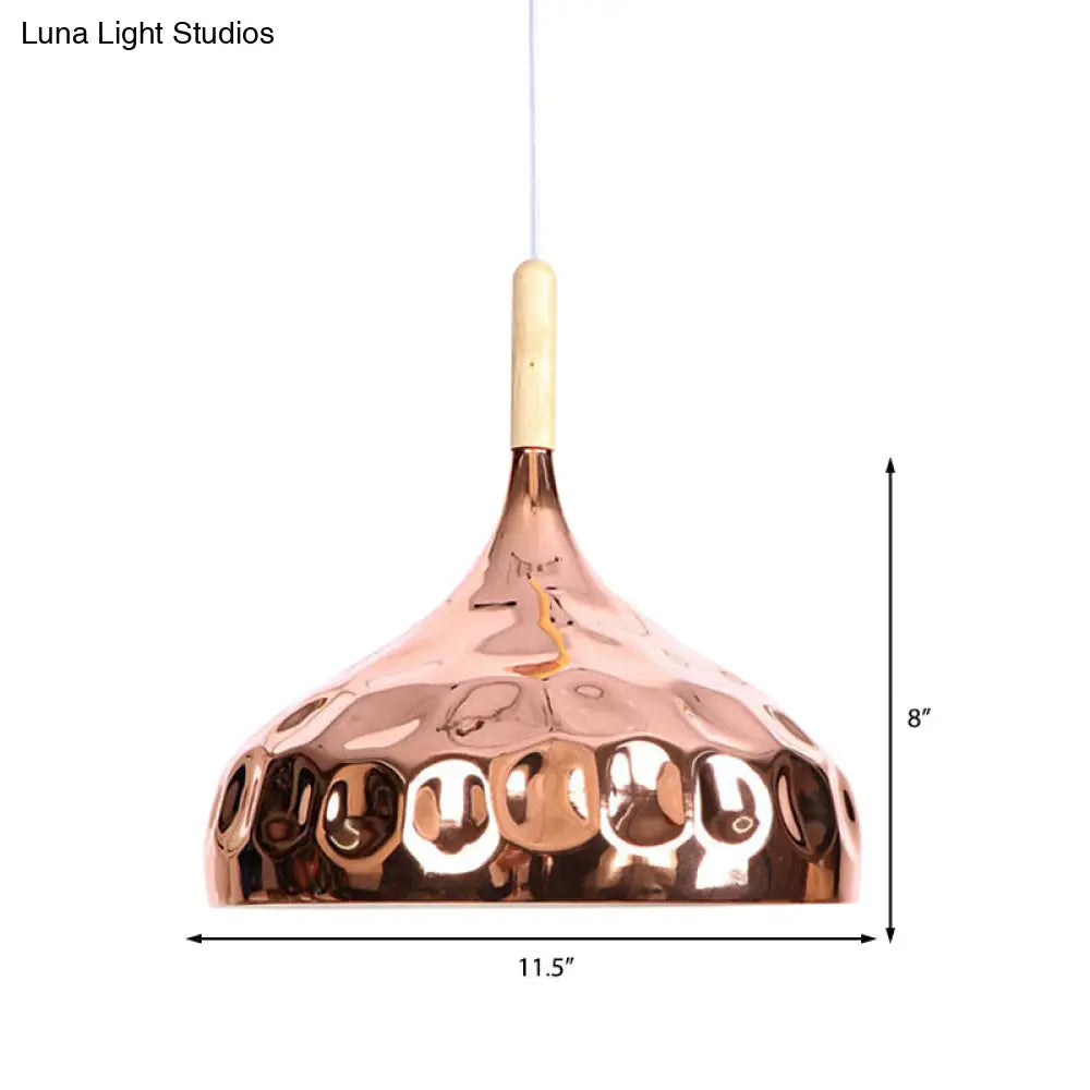 Retro Style Rose Gold Dome Pendant Light For Dining Table