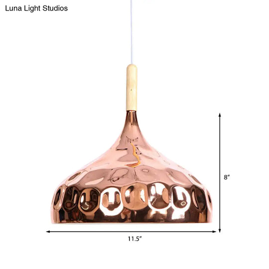 Retro Style Rose Gold Dome Pendant Light For Dining Table