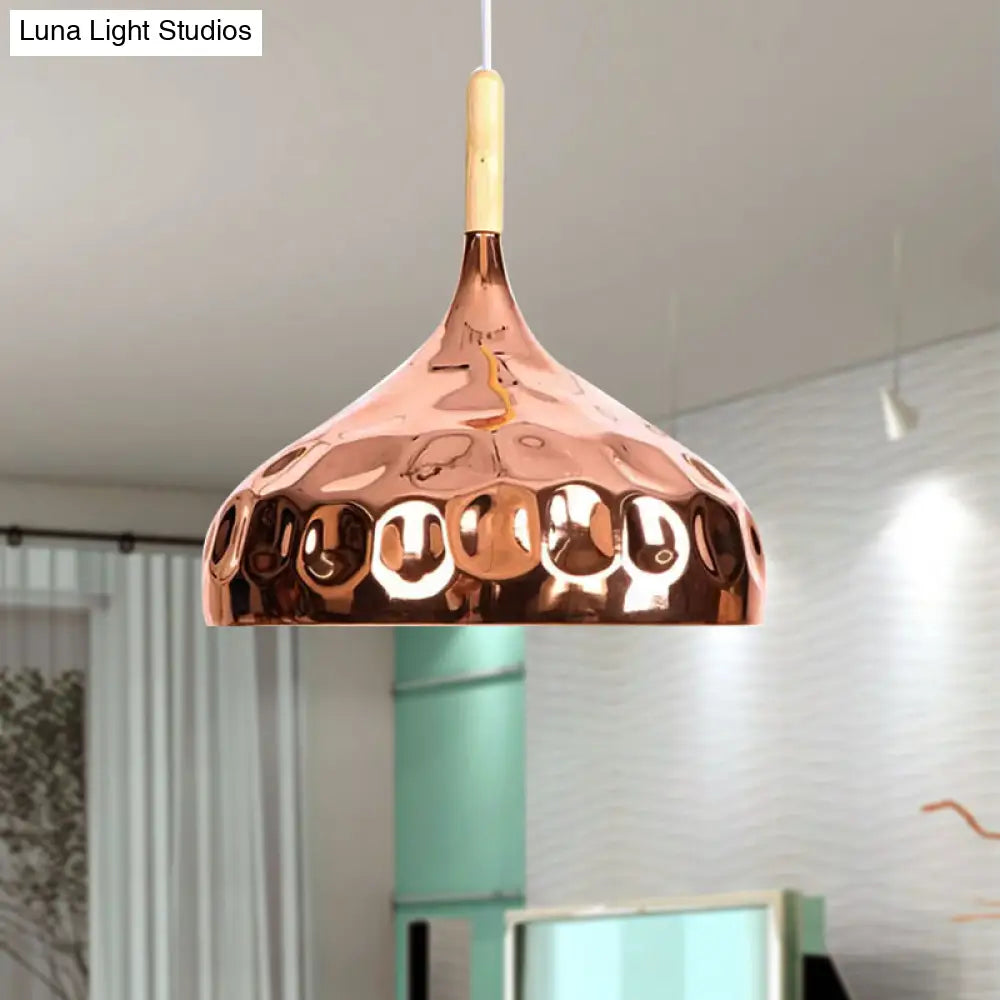 Retro Style Rose Gold Dome Pendant Light For Dining Table