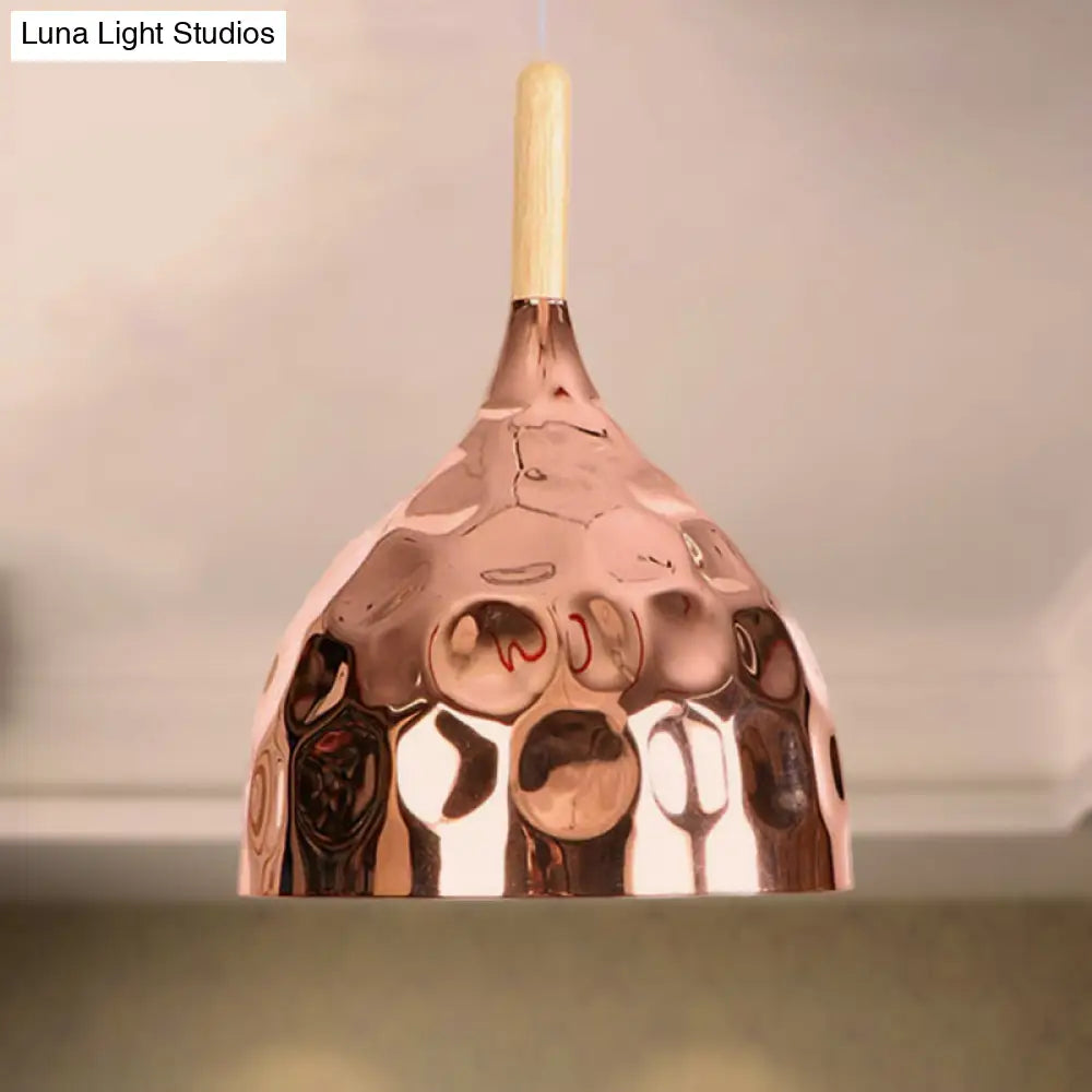 Retro Style Rose Gold Dome Pendant Light For Dining Table