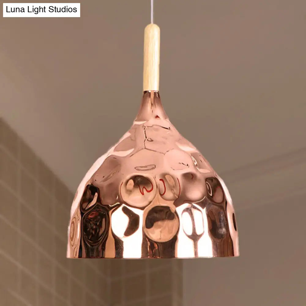 Retro Style Rose Gold Metal Dome Pendant Light For Dining Table / A