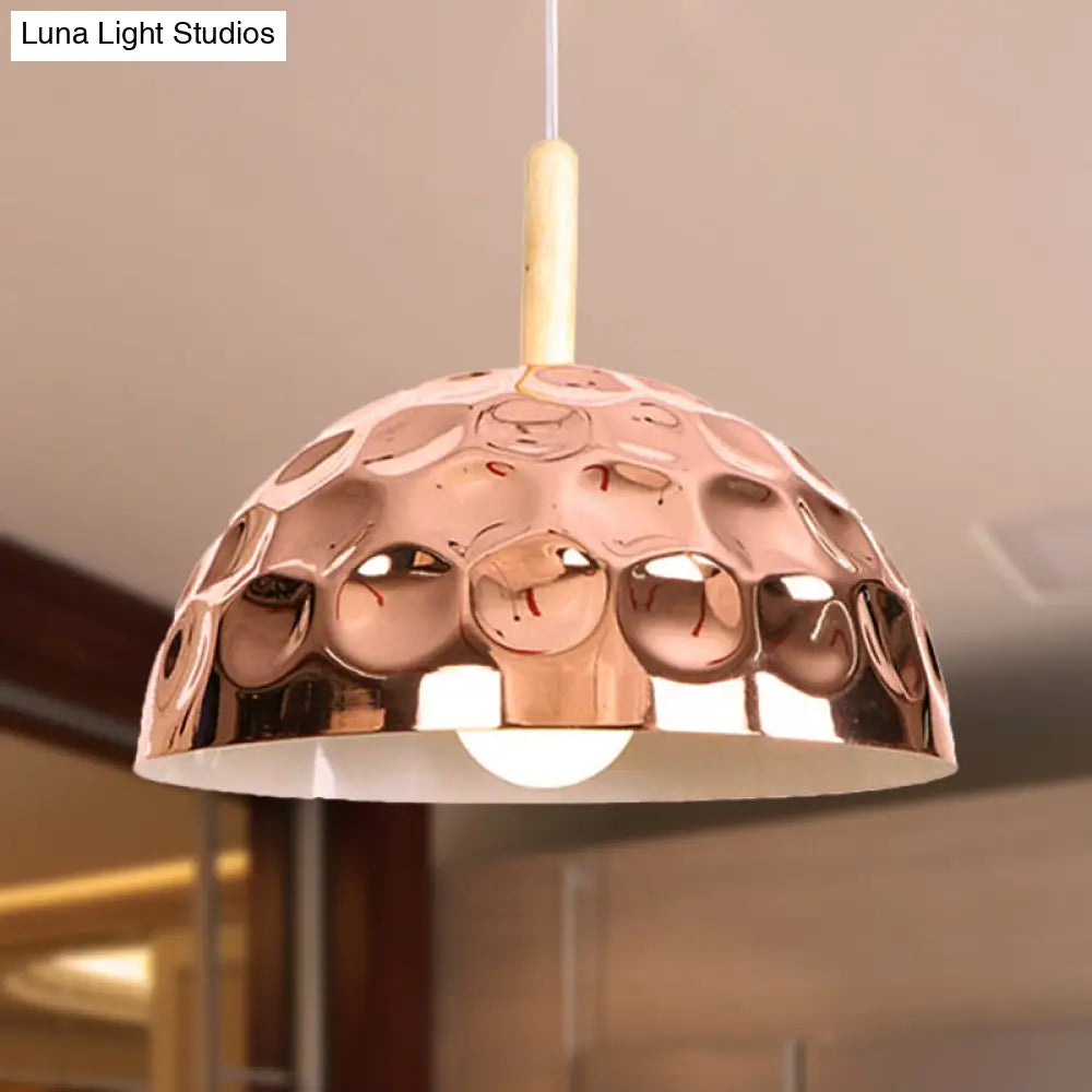 Retro Style Rose Gold Dome Pendant Light For Dining Table