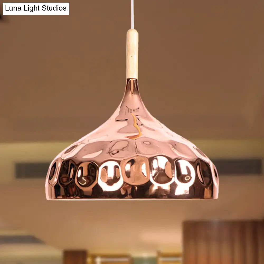 Retro Style Rose Gold Dome Pendant Light For Dining Table