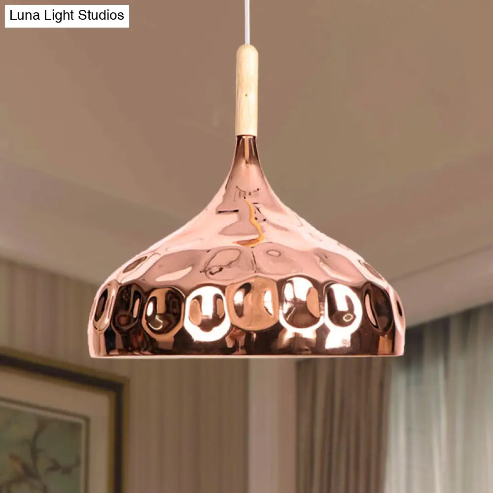 Retro Style Rose Gold Metal Dome Pendant Light For Dining Table / B