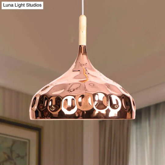 Retro Style Rose Gold Metal Dome Pendant Light For Dining Table / B