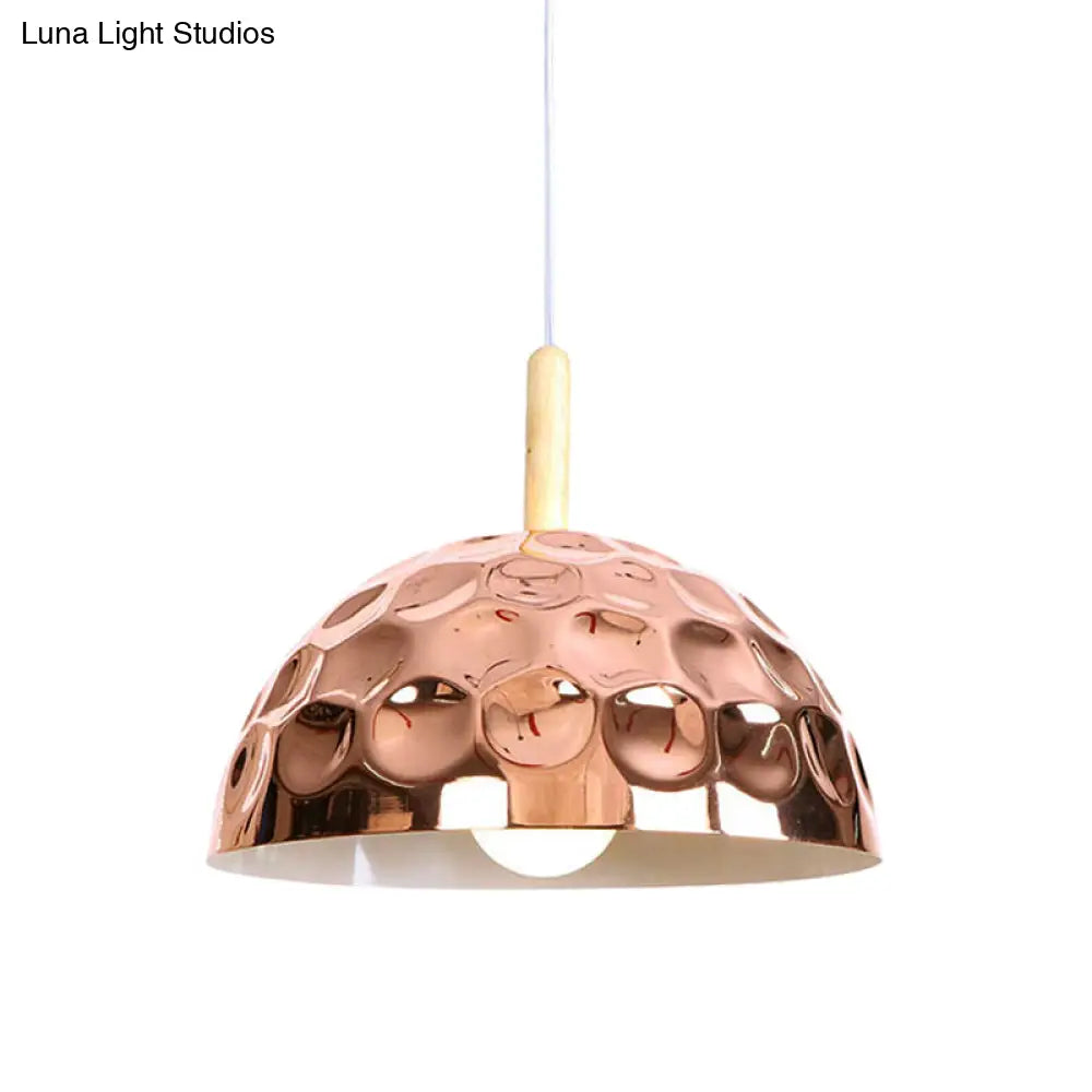 Retro Style Rose Gold Dome Pendant Light For Dining Table