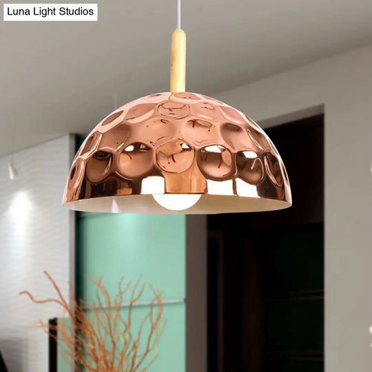 Retro Style Rose Gold Dome Pendant Light For Dining Table