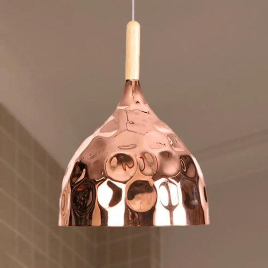 Retro Style Rose Gold Dome Pendant Light For Dining Table / A