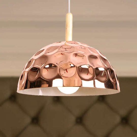 Retro Style Rose Gold Dome Pendant Light For Dining Table / C