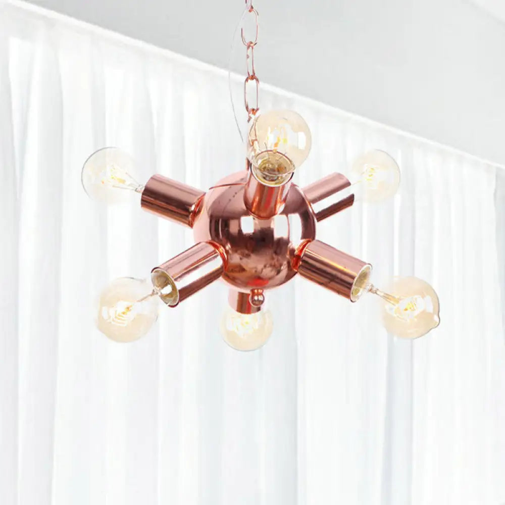 Retro Style Rose Gold Starburst Chandelier With 6/9 Lights - Perfect For Restaurants 6 /