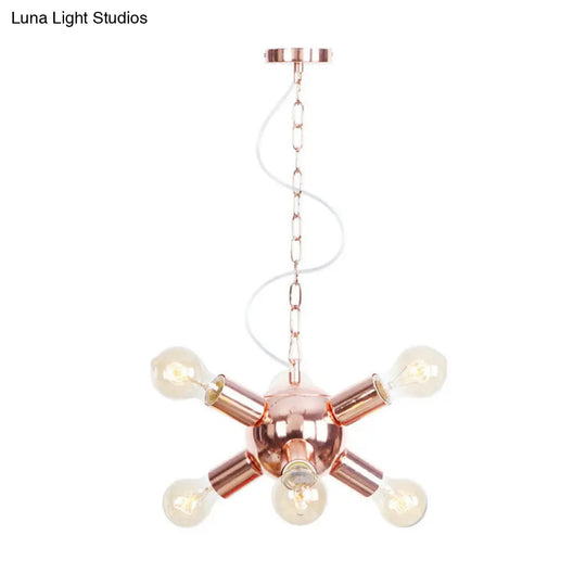 Retro Style Rose Gold Starburst Chandelier With 6/9 Lights - Perfect For Restaurants