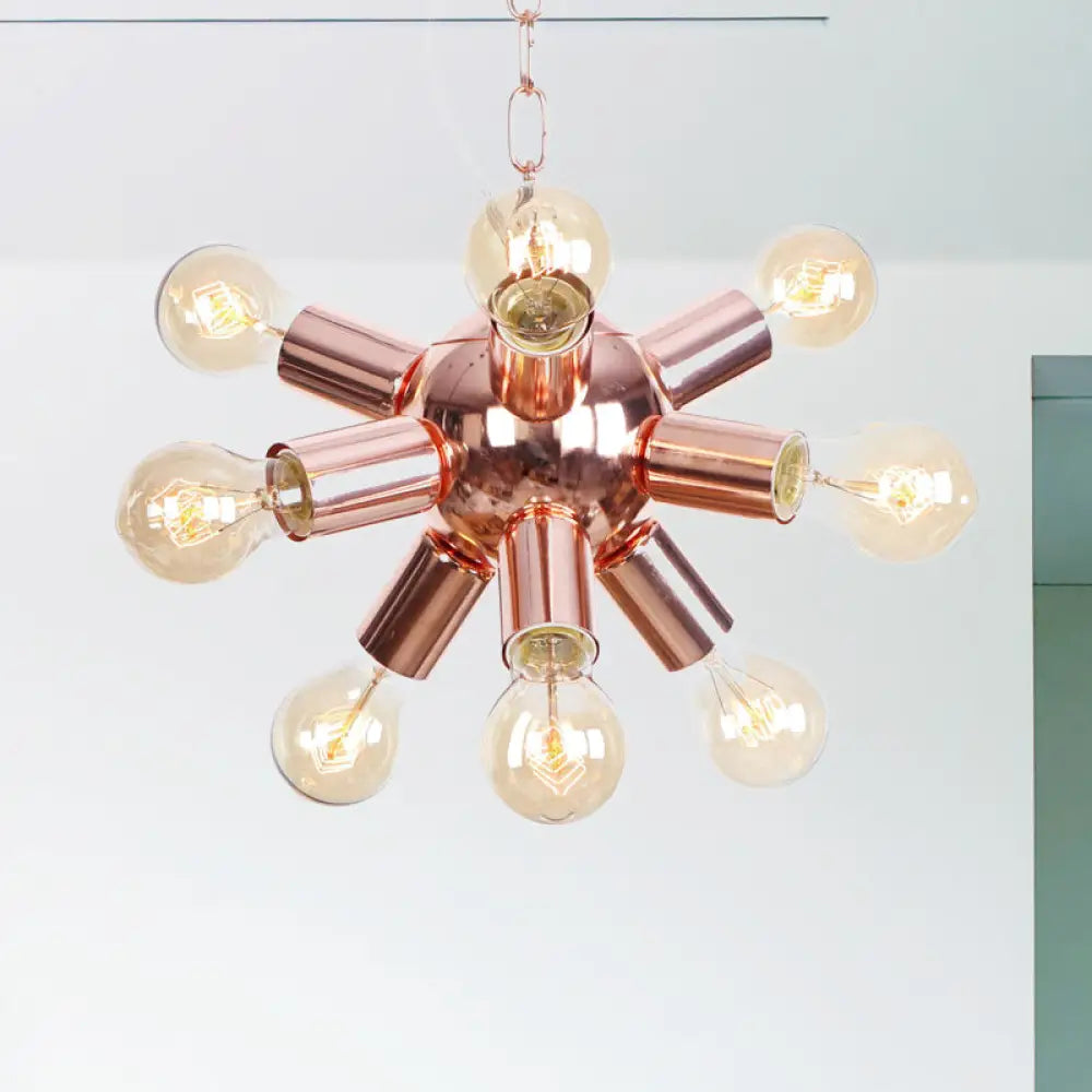 Retro Style Rose Gold Starburst Chandelier With 6/9 Lights - Perfect For Restaurants 9 /