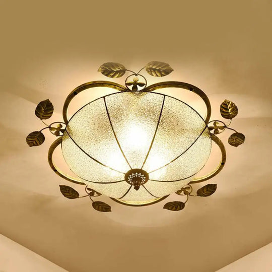 Retro Style Stained Glass Ceiling Light Fixture - Bowl-Shaped 3 Bulbs Flushmount