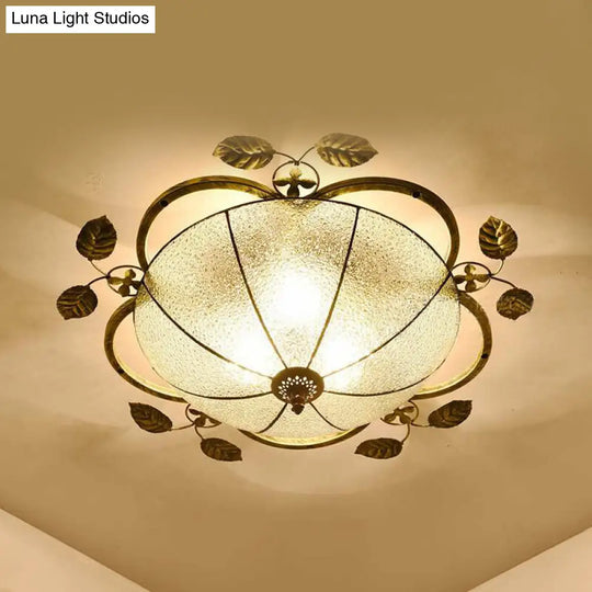 Retro Style Stained Glass Ceiling Light Fixture - Bowl-Shaped 3 Bulbs Flushmount