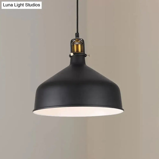 Retro Stylish 1-Bulb Pendant Light: 8’/12’ Width With Barn Shade Metal Ceiling Fixture For