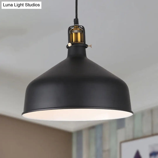 Retro Stylish 1-Bulb Pendant Light: 8’/12’ Width With Barn Shade Metal Ceiling Fixture For