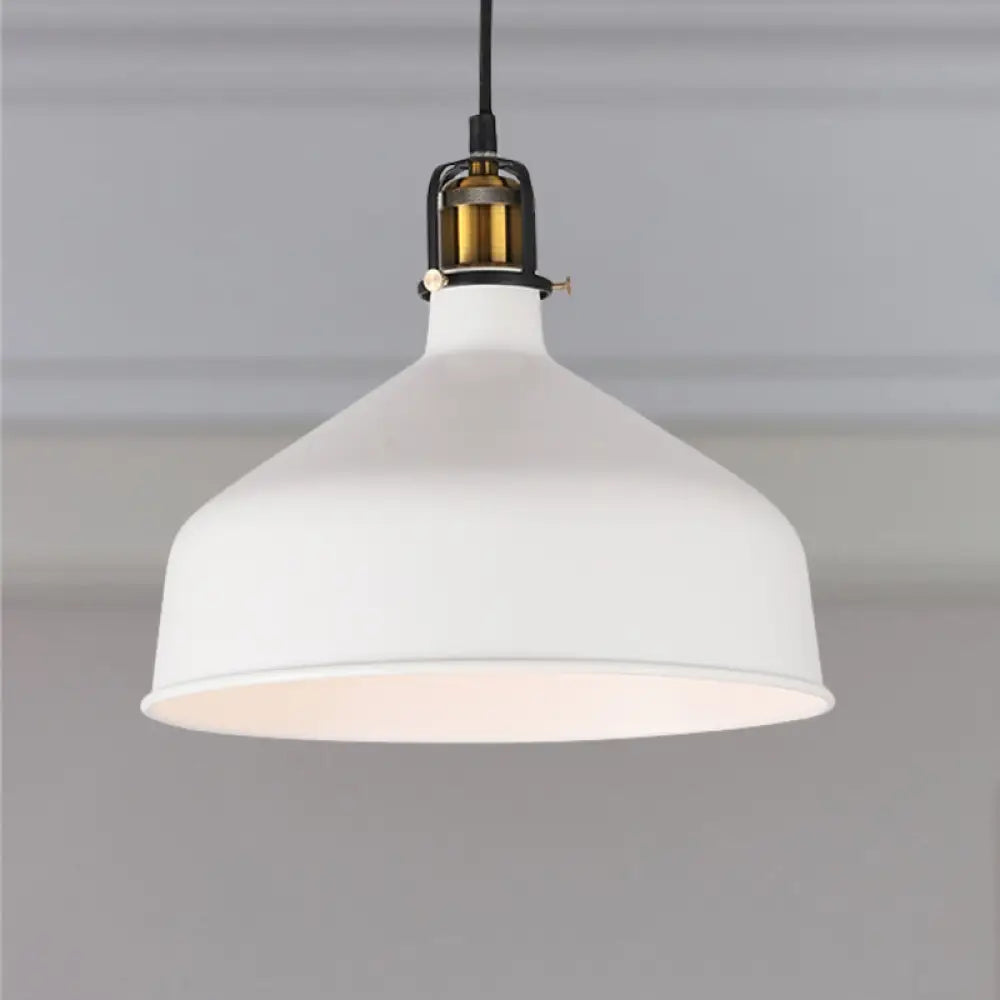 Retro Stylish 1-Bulb Pendant Light: 8’/12’ Width With Barn Shade Metal Ceiling Fixture For