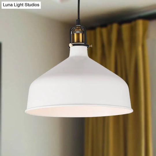 Retro Stylish 1-Bulb Pendant Light: 8’/12’ Width With Barn Shade Metal Ceiling Fixture For