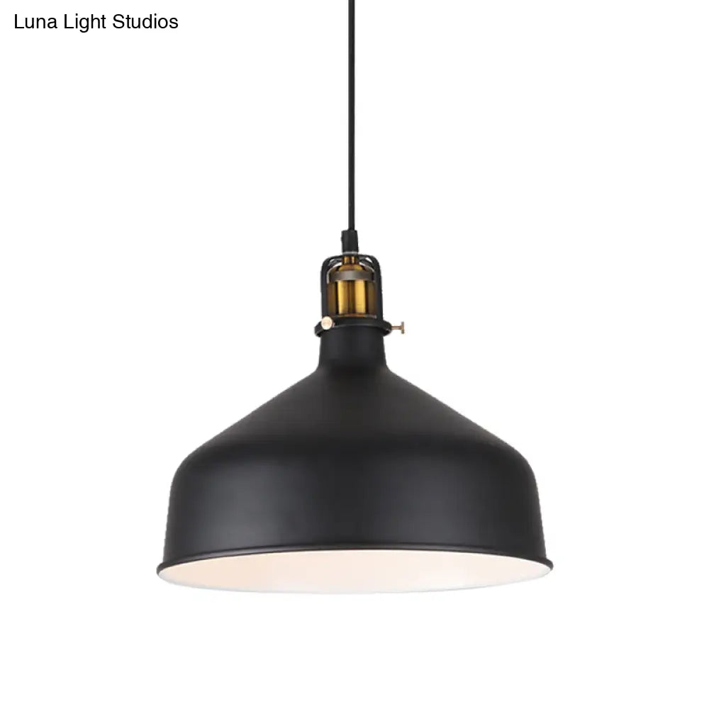 Retro Stylish 1-Bulb Pendant Light: 8’/12’ Width With Barn Shade Metal Ceiling Fixture For