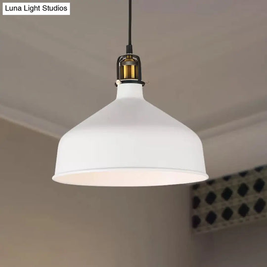 Retro Stylish 1-Bulb Pendant Light: 8’/12’ Width With Barn Shade Metal Ceiling Fixture For