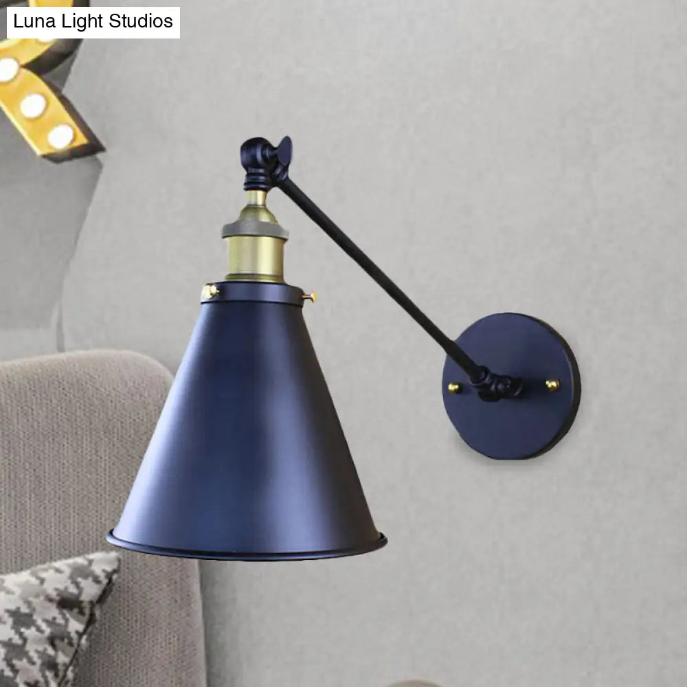 Retro Stylish Black Conical Wall Sconce Light - 2 Pack