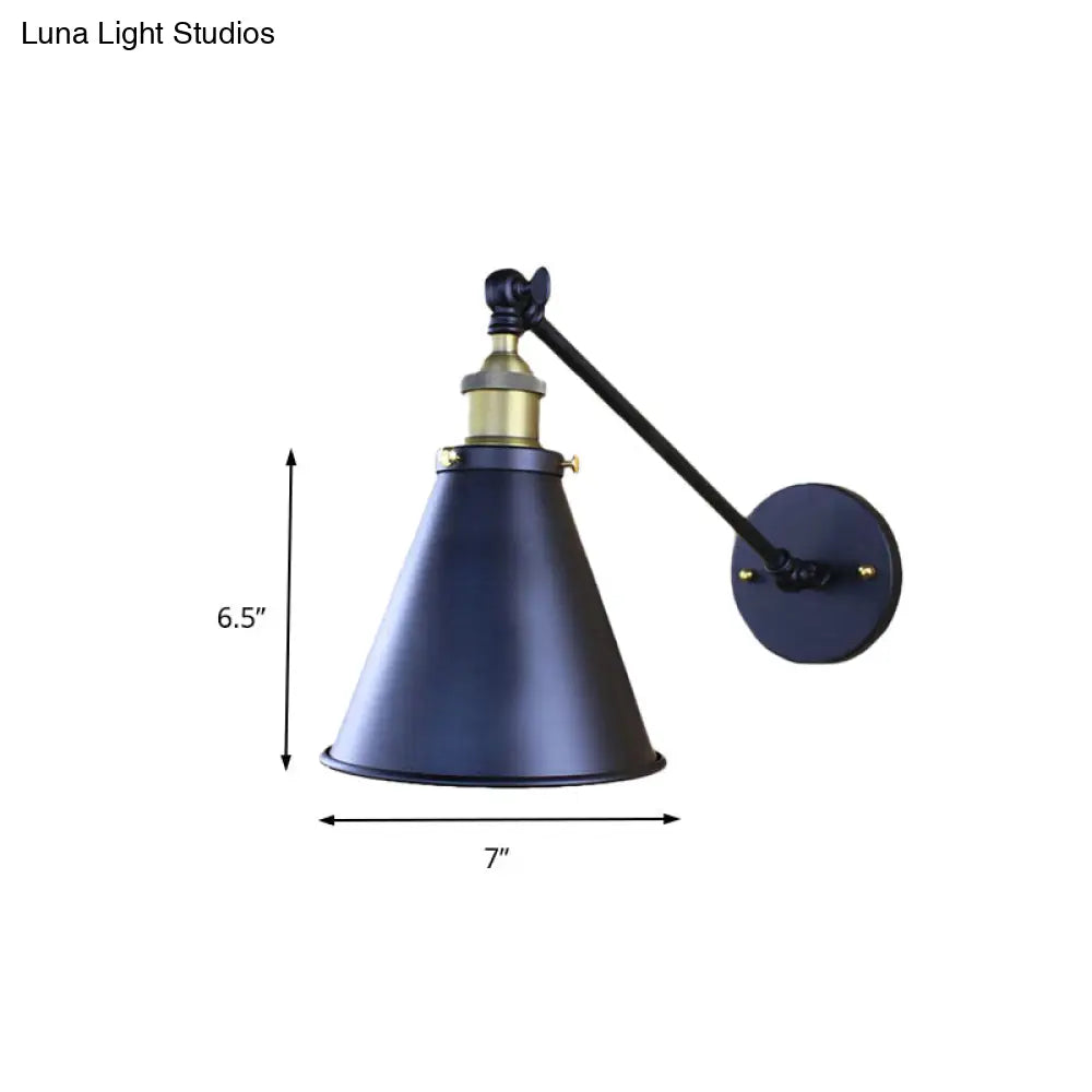 Retro Stylish Black Conical Wall Sconce Light - 2 Pack