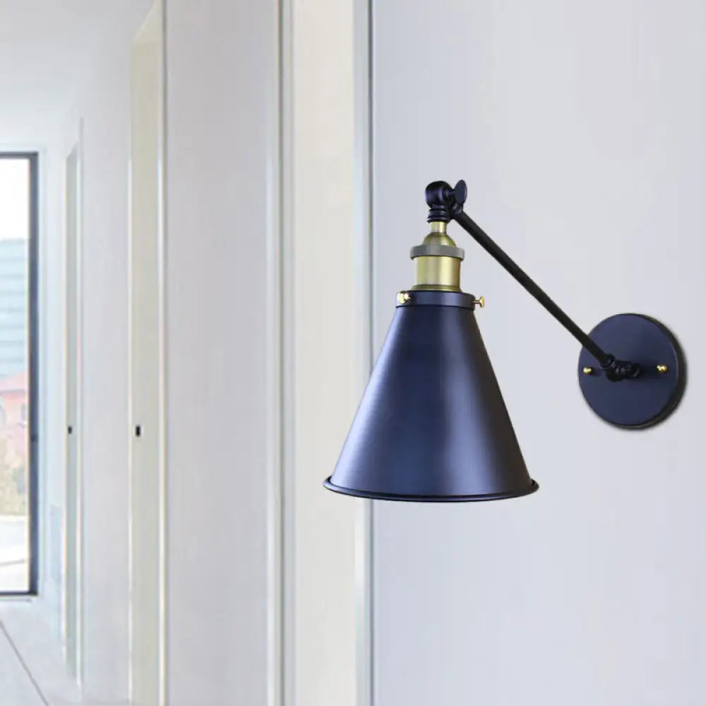 Retro Stylish Black Conical Wall Sconce Light - 2 Pack