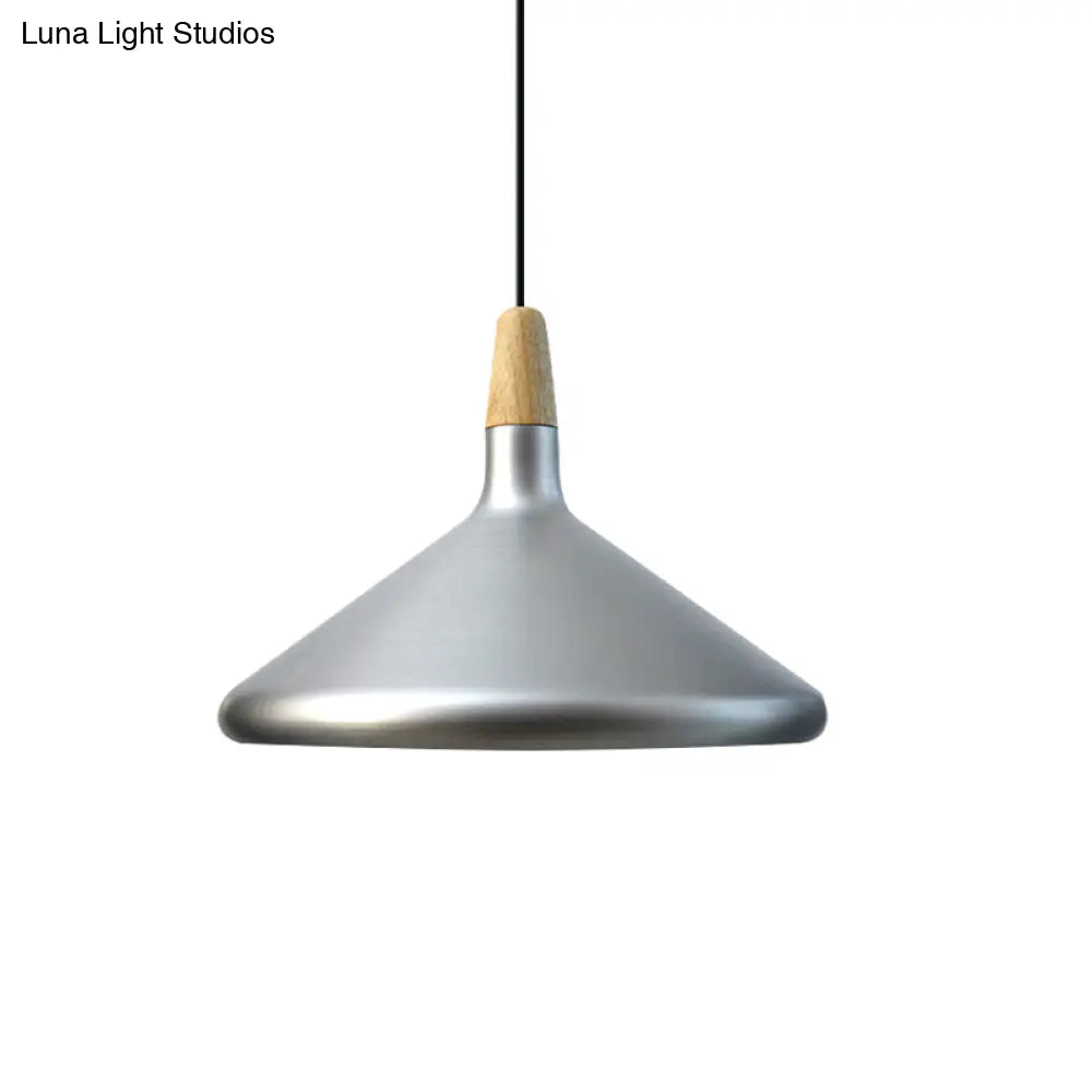 Retro Stylish Metal And Wood Kitchen Pendant Light - 7’/11’/15’ Wide Conic Ceiling Lamp In