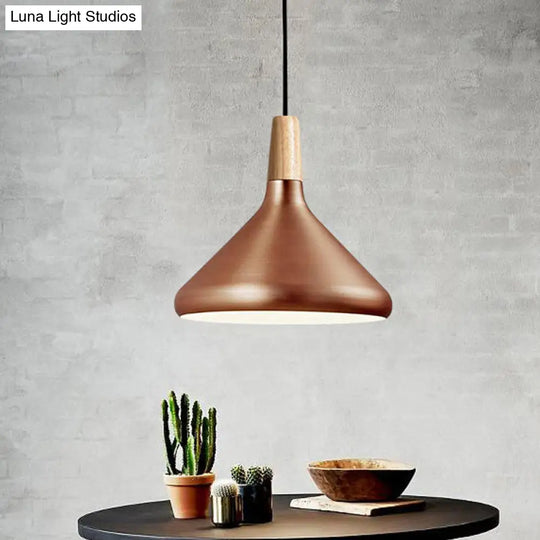 Retro Stylish Metal And Wood Kitchen Pendant Light - 7’/11’/15’ Wide Conic Ceiling Lamp In