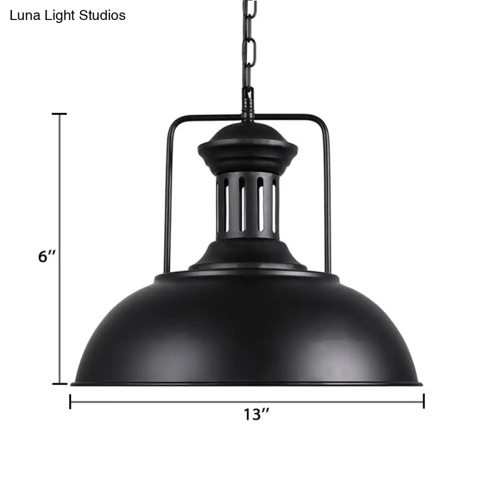 Retro Stylish Metal Pendant Lighting With 1 Bulb - Black/White Inner/White 13/14/16 Dia Bowl