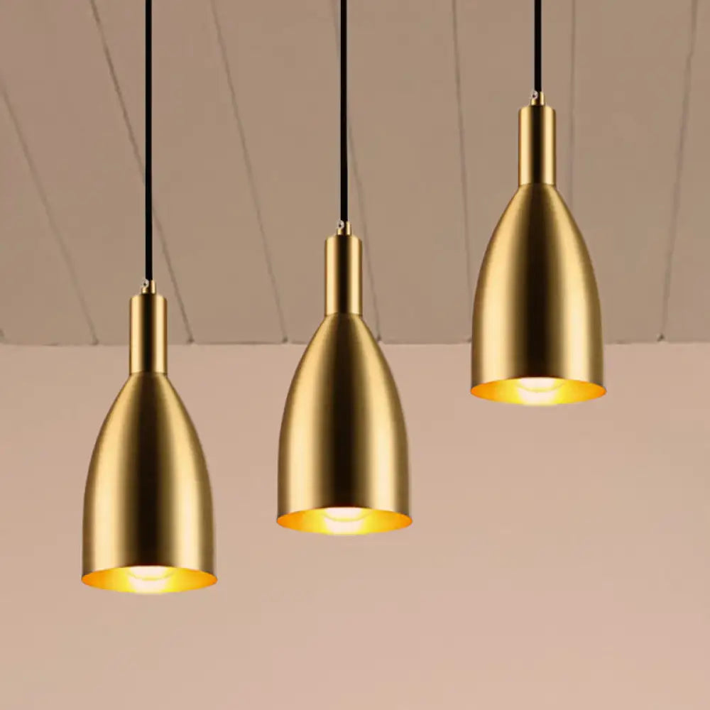 Retro Stylish Metallic Pendant Lighting - Brass Finish Bottle Design 1 Light Living Room Hanging