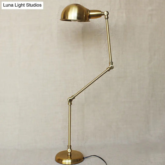 Retro Swing Arm Bedroom Desk Light With Dome Shade - Stylish Metal Design 1 Black/Brass