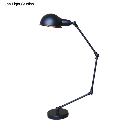 Retro Swing Arm Bedroom Desk Light With Dome Shade - Stylish Metal Design 1 Black/Brass