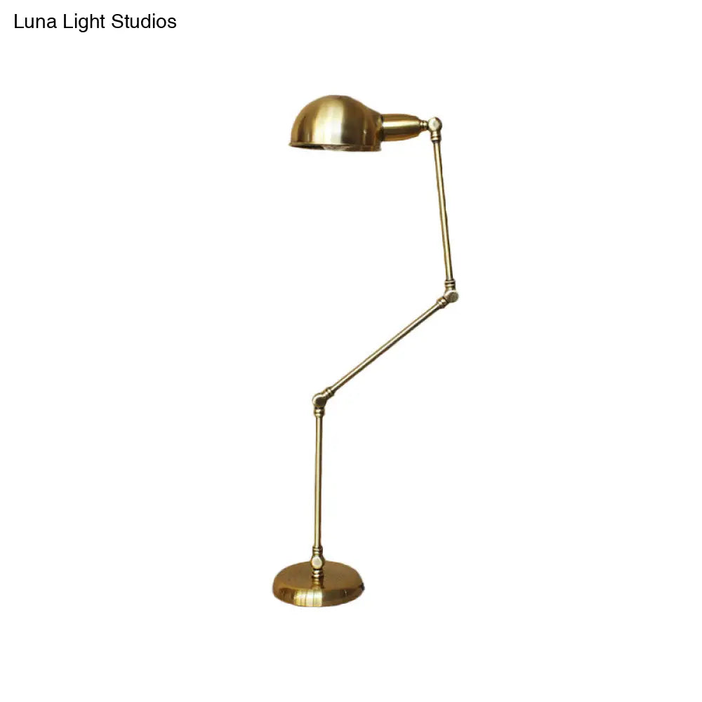 Retro Swing Arm Bedroom Desk Light With Dome Shade - Stylish Metal Design 1 Black/Brass