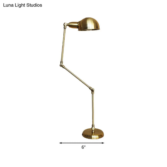 Retro Swing Arm Bedroom Desk Light With Dome Shade - Stylish Metal Design 1 Black/Brass