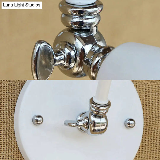 Retro Swing Arm Wall Lamp - Metallic Mini Sconce Light In White For Study Room