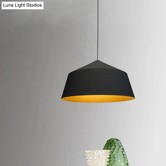 Retro Tapered Shade Pendant Light Metallic Hanging Ceiling (6’/10.5’/12.5’ Width) - Black/White