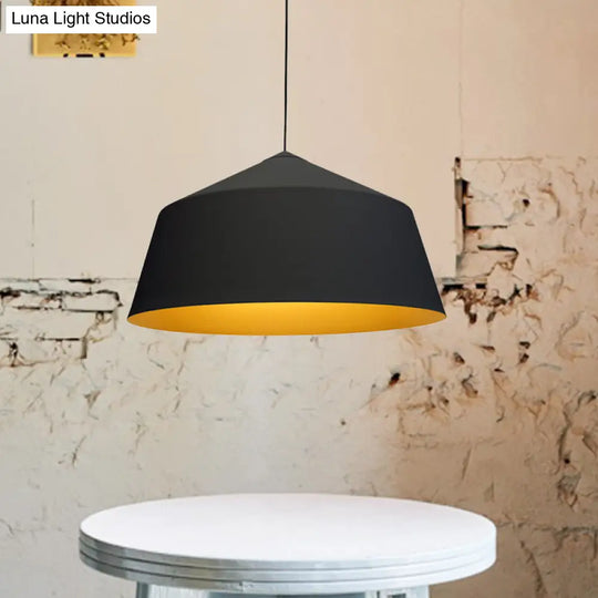 Retro Tapered Shade Pendant Light Metallic Hanging Ceiling (6’/10.5’/12.5’ Width) - Black/White