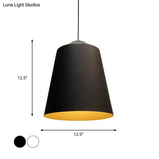 Retro Tapered Shade Pendant Lighting - 6/10.5/12.5 Width Metallic Hanging Ceiling Light: Black/White