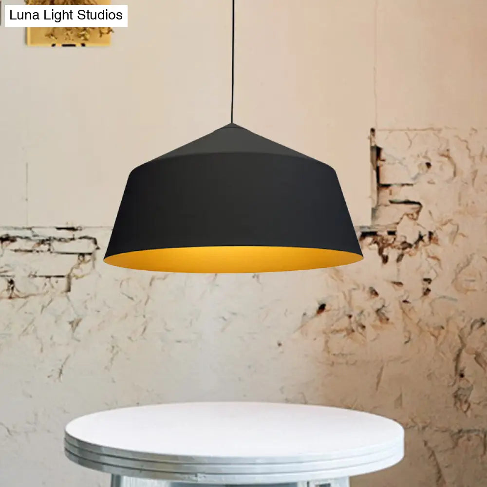 Retro Tapered Shade Pendant Lighting - 6/10.5/12.5 Width Metallic Hanging Ceiling Light: Black/White